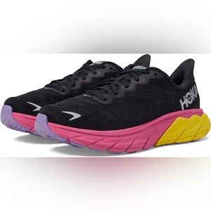 Hoka Arahi 6 Women’s Running Shoes Sneakers Black Pink Yellow 8.5